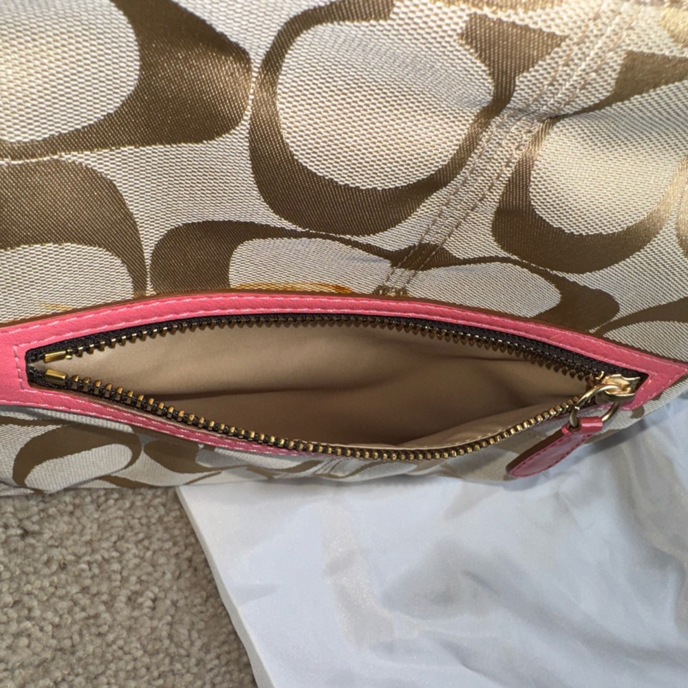 NWOT COACH AUTHENTIC BONNIE FOLD OVER SATCHEL BEIGE PINK - Picture 10 of 13